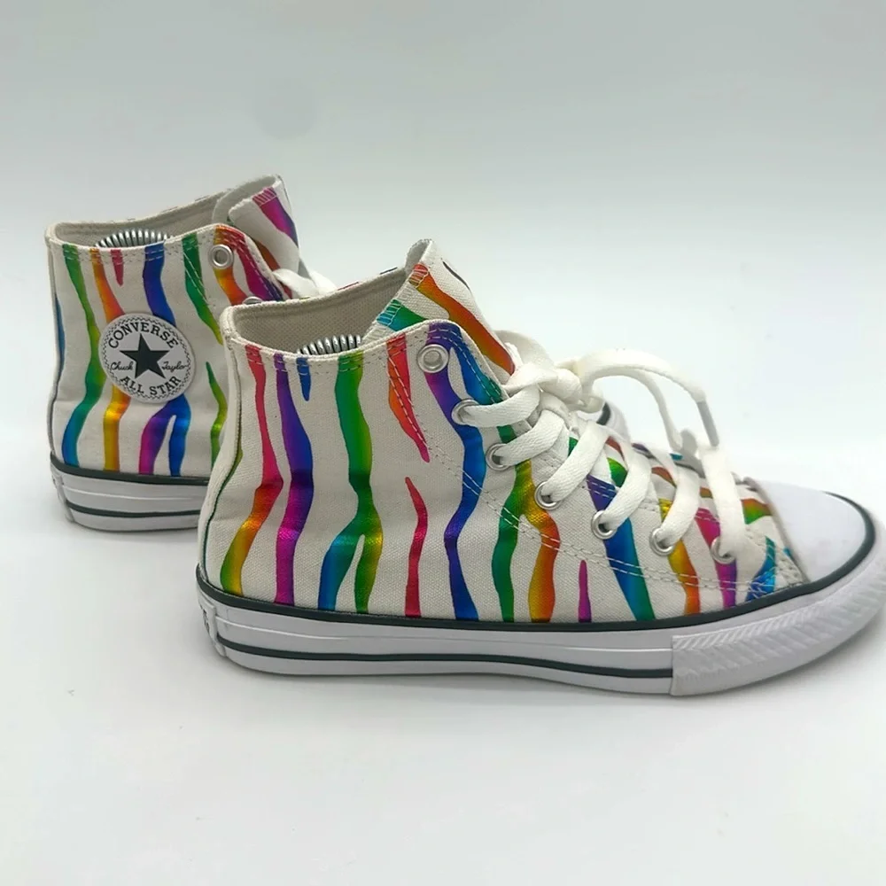 Converse Chuck Taylor Metallic Rainbow Stripe All Star Sneakers Junior Size US 4